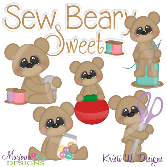 Sew Beary Sweet SVG Cutting Files Includes Clipart - Click Image to Close